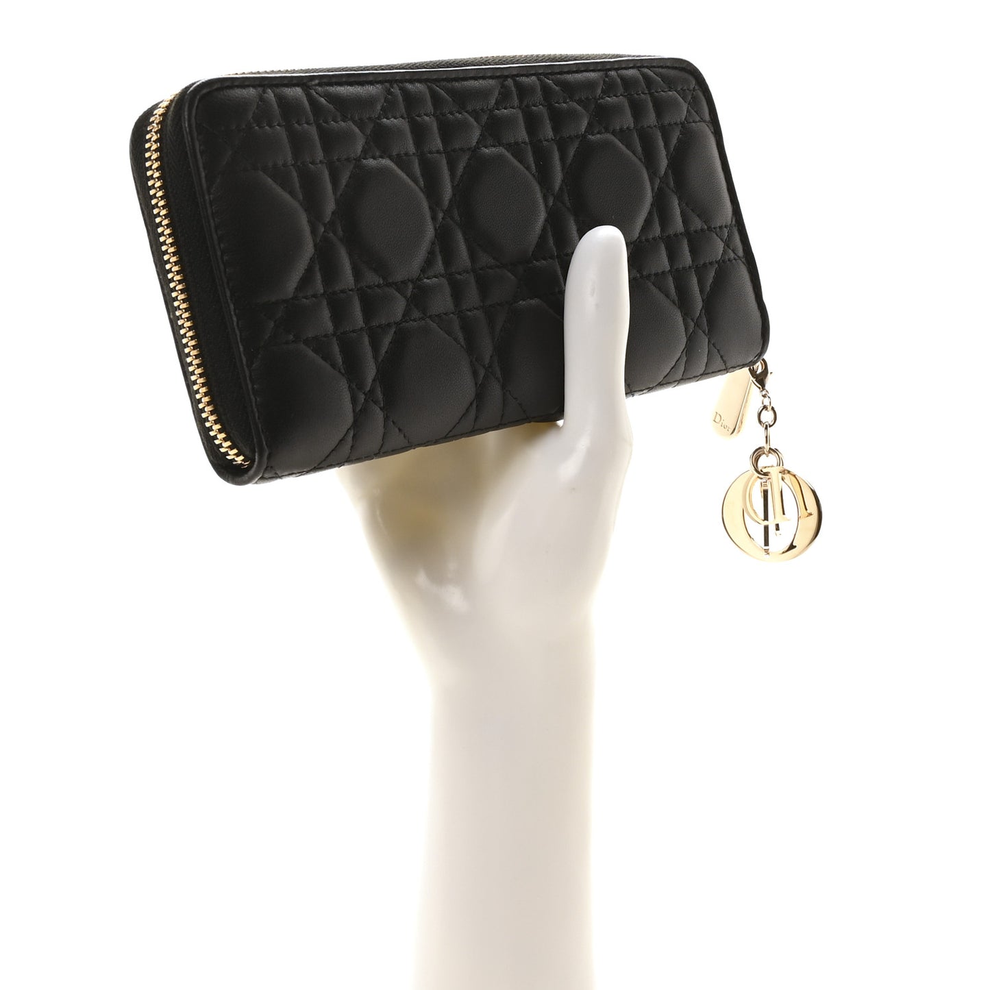 Lambskin Cannage Lady Dior Voyageur Wallet Black