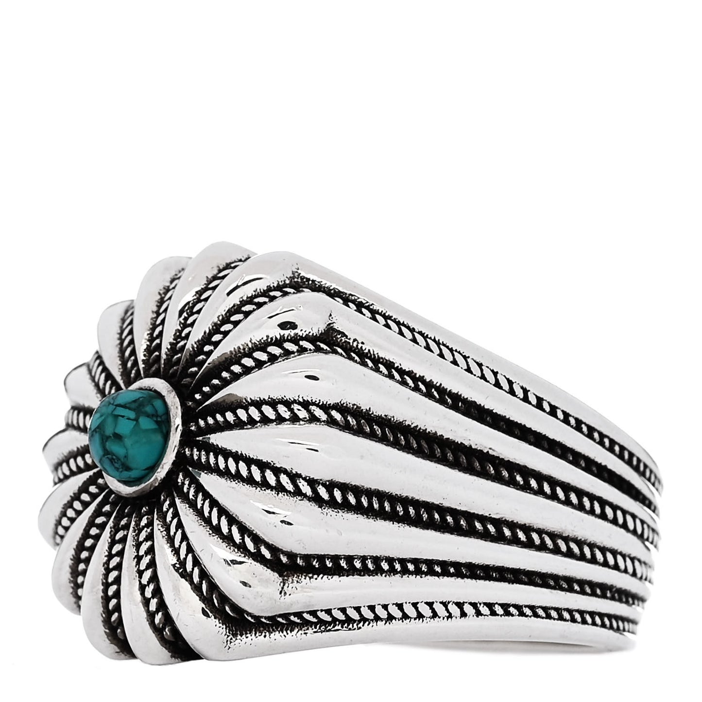 Sterling Silver Resin Interlocking GG Flower Ring 61 9.75 Turquoise