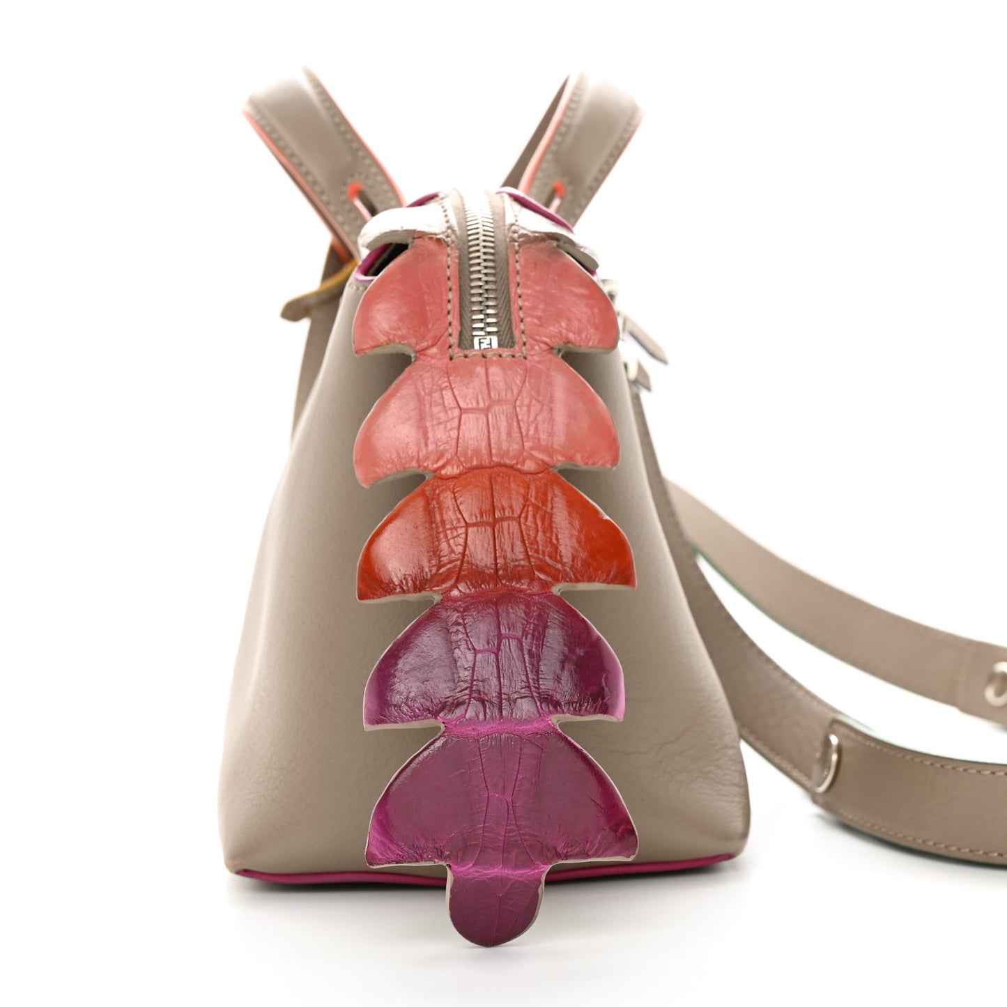 Vitello Dolce Croc Tail Medium By The Way Boston Bag Tortora Orange Pink