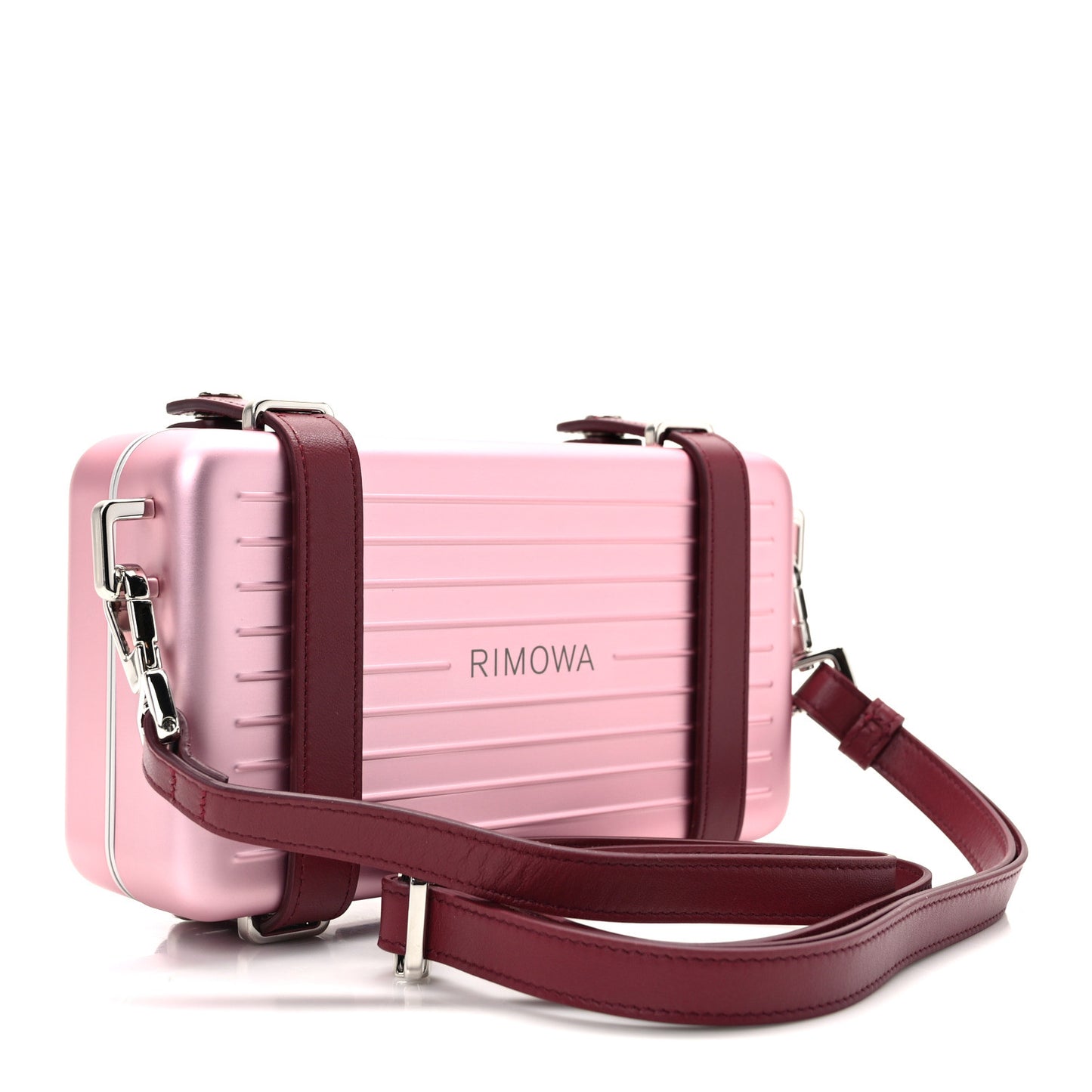 X RIMOWA Aluminum Personal Clutch On Strap Rose