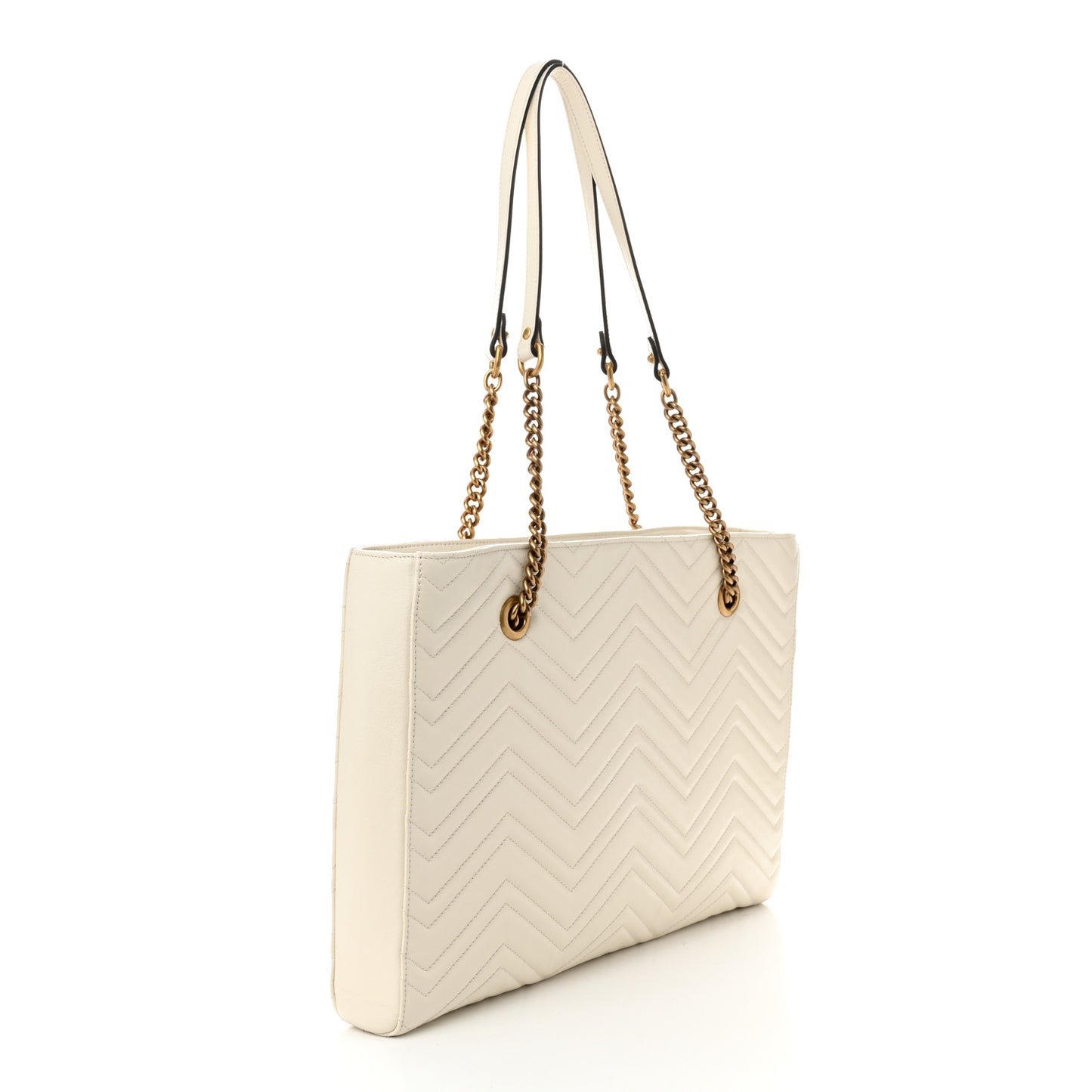Vintage Calfskin Matelasse Medium GG Marmont Slim Tote White