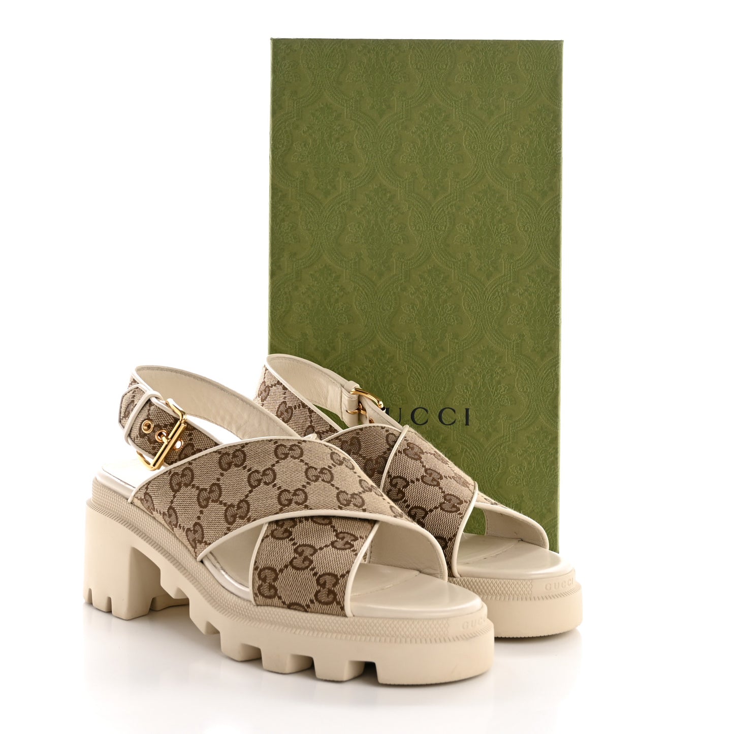 Monogram Granada Kid Trip 40/72mm Lug Sole Sandals 40.5 Beige Ebony Mystic White