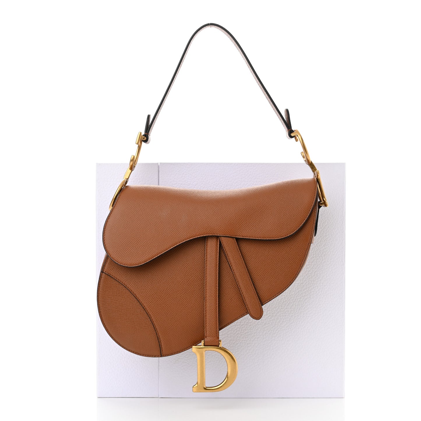 Grained Calfskin Saddle Bag Camello