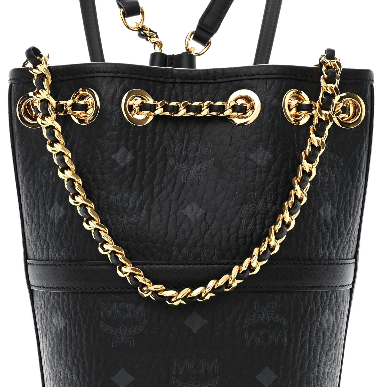 MCM Visetos Aren Mini Chain Backpack Black 7 of 9