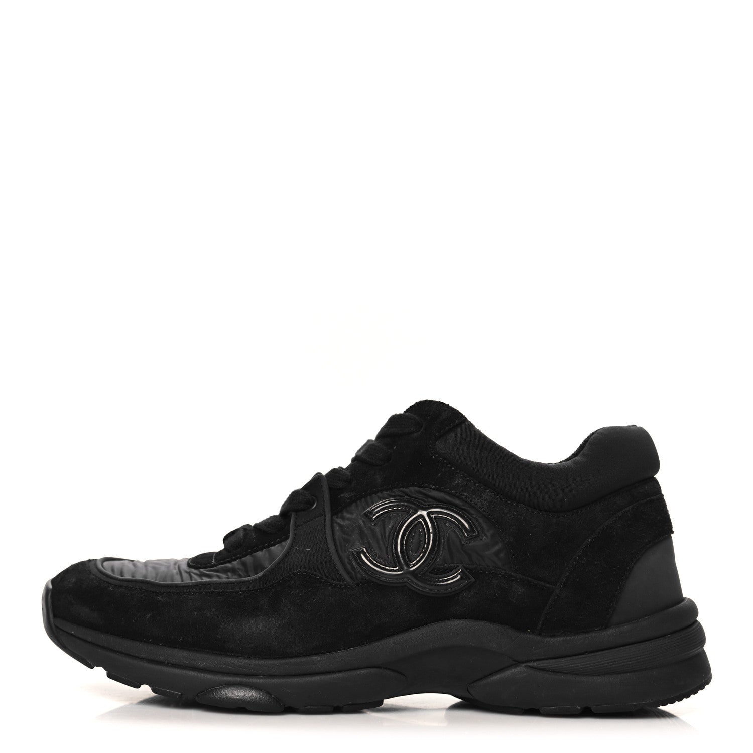 CHANEL ブラック スエード スニーカー Chanel Nylon Calfskin Suede CC Sneakers 39 Black 1670070