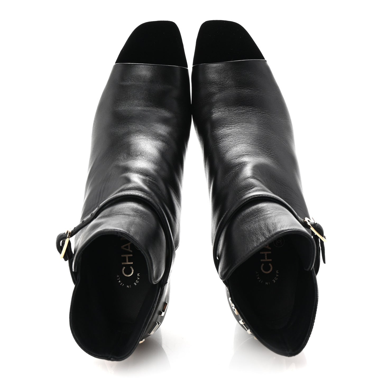 Lambskin Velvet Cap Toe Short Ankle Boots 39 Black