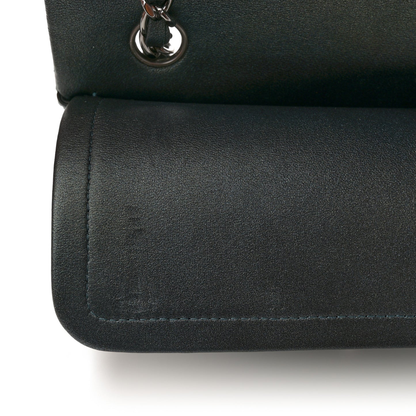 Iridescent Lambskin Quilted Small Double Flap Green
