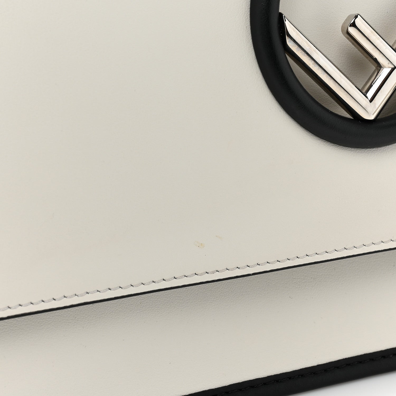 Fendi Vitello Century Alcantara F is Fendi Bi-Color Kan I Shoulder Bag White Black 10 of 10