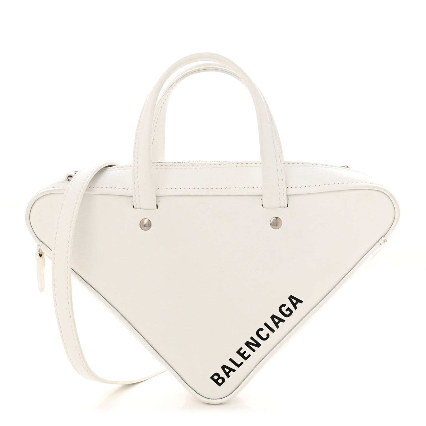 Calfskin S Triangle Duffle White
