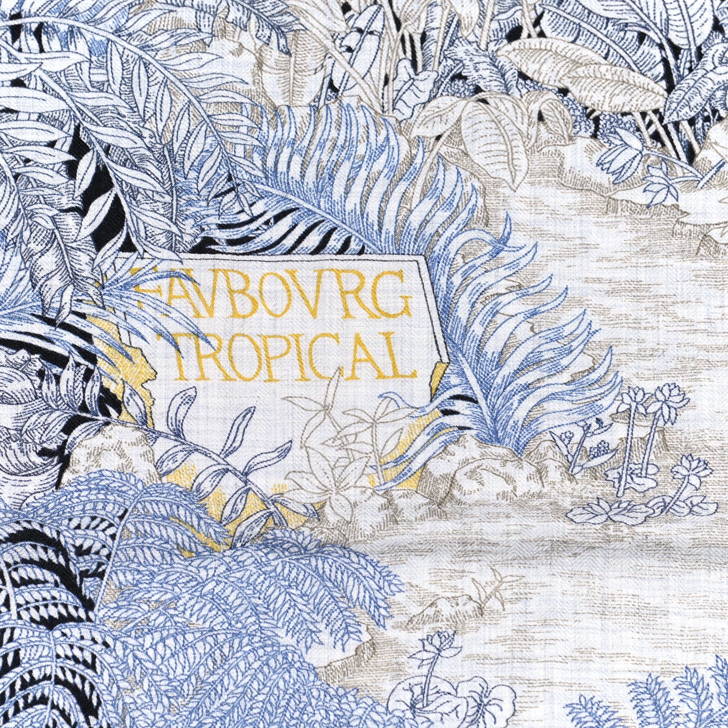 Cashmere Silk Faubourg Tropical Shawl 140 Gris Chine Encre