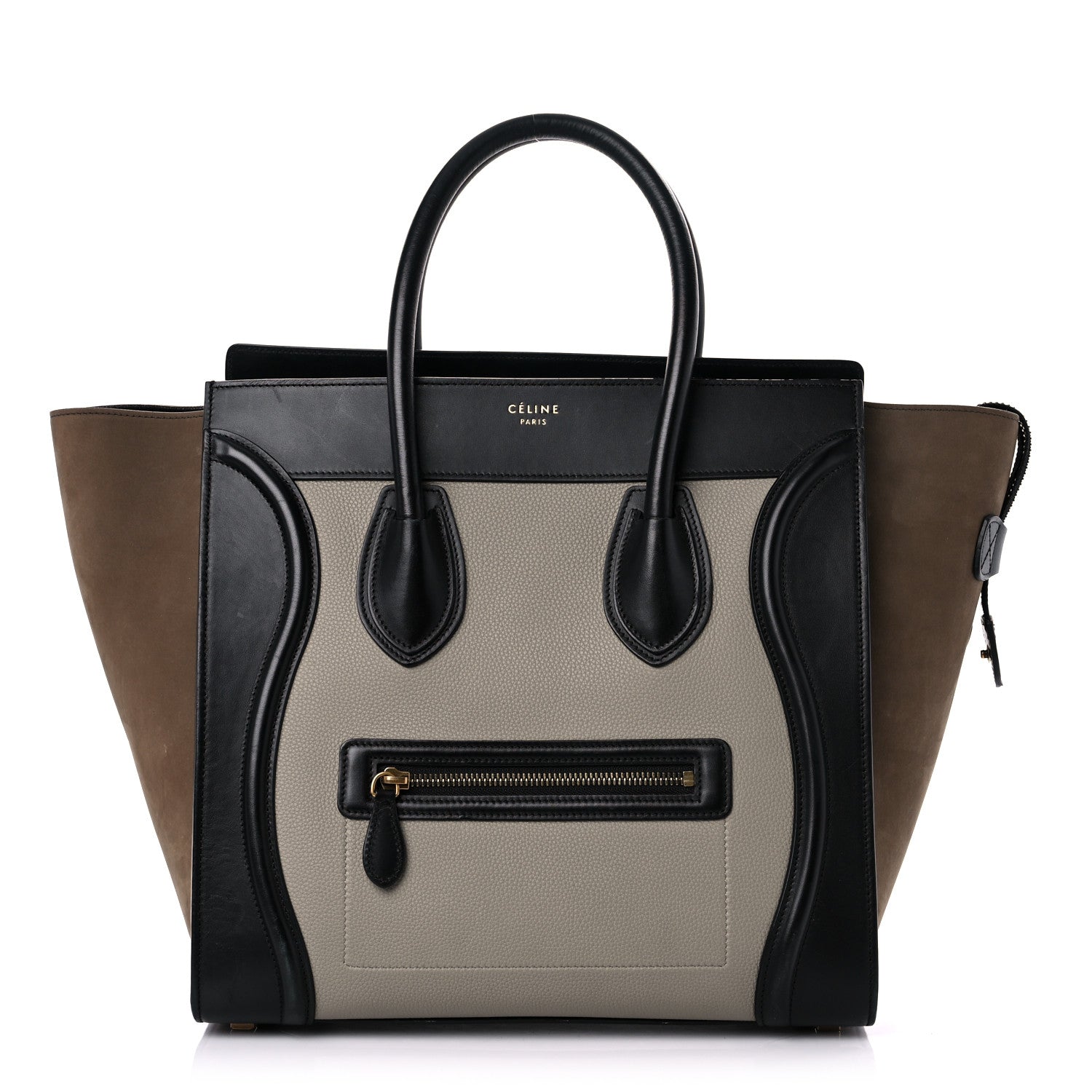 Celine Baby Grained Calfskin Nubuck Mini Tri-Color Luggage Khaki 1 of 24