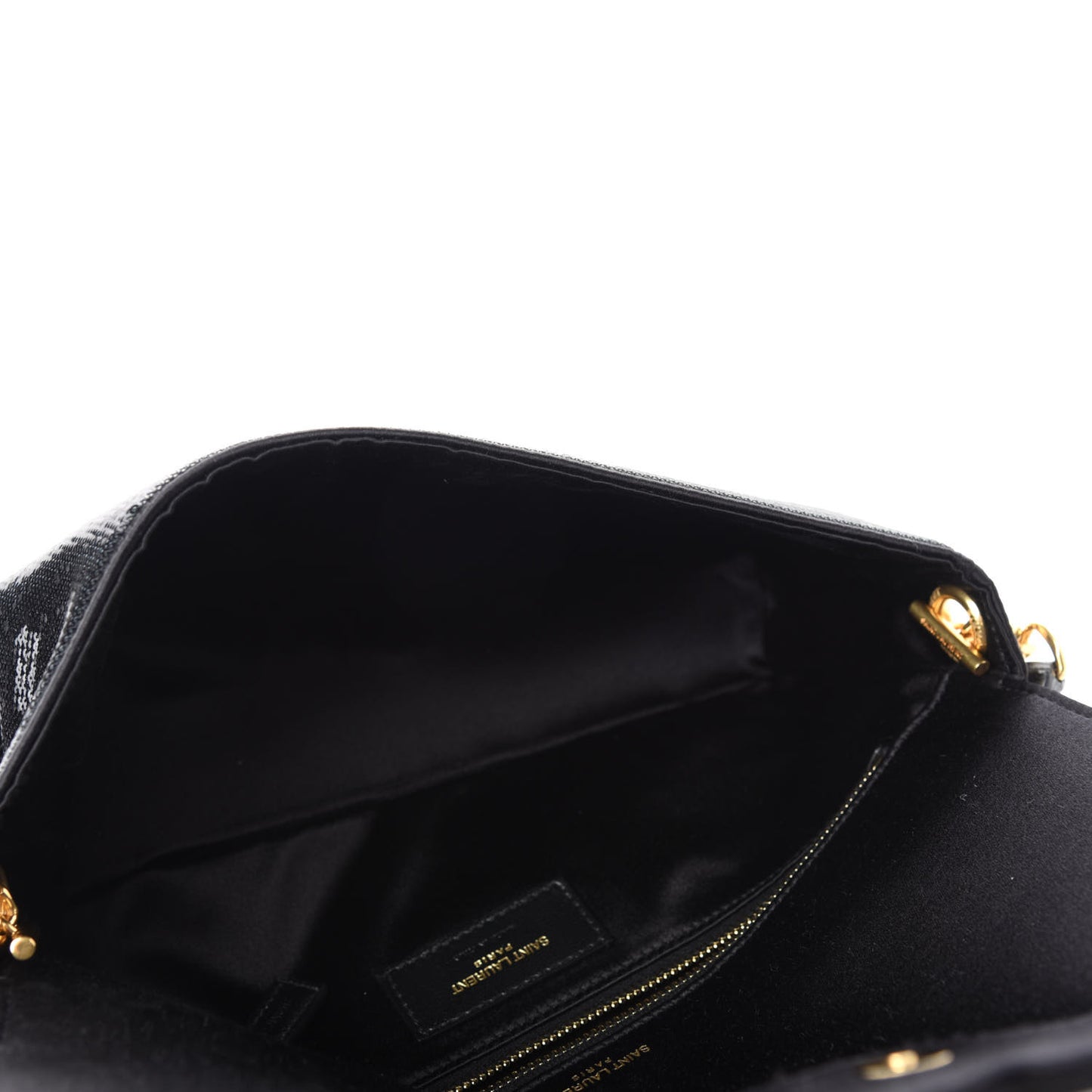 Sequin Satin Monogram Tassel Kate 99 Black