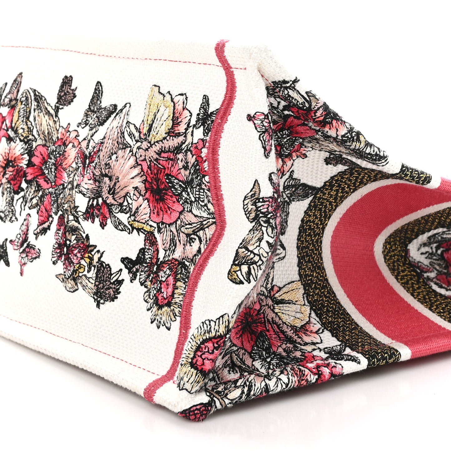 Canvas Embroidered Medium Butterfly Print Book Tote Multicolor