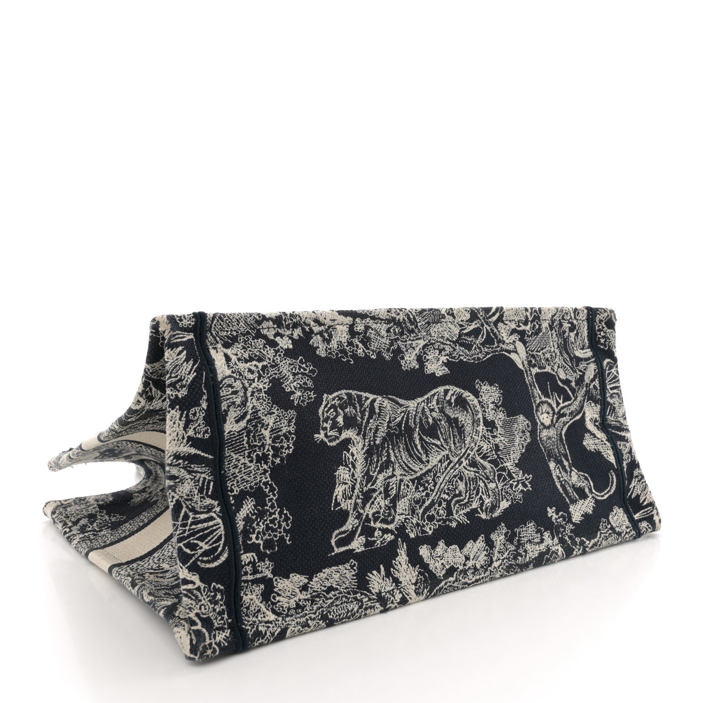 Canvas Embroidered Medium Toile De Jouy Reverse Book Tote Blue