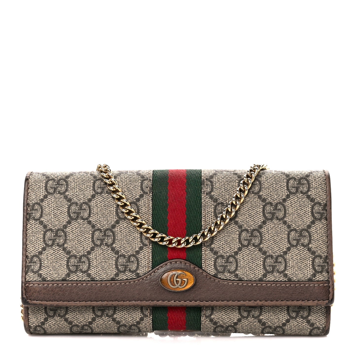 GG Supreme Monogram Web Ophidia Wallet On Chain Brown