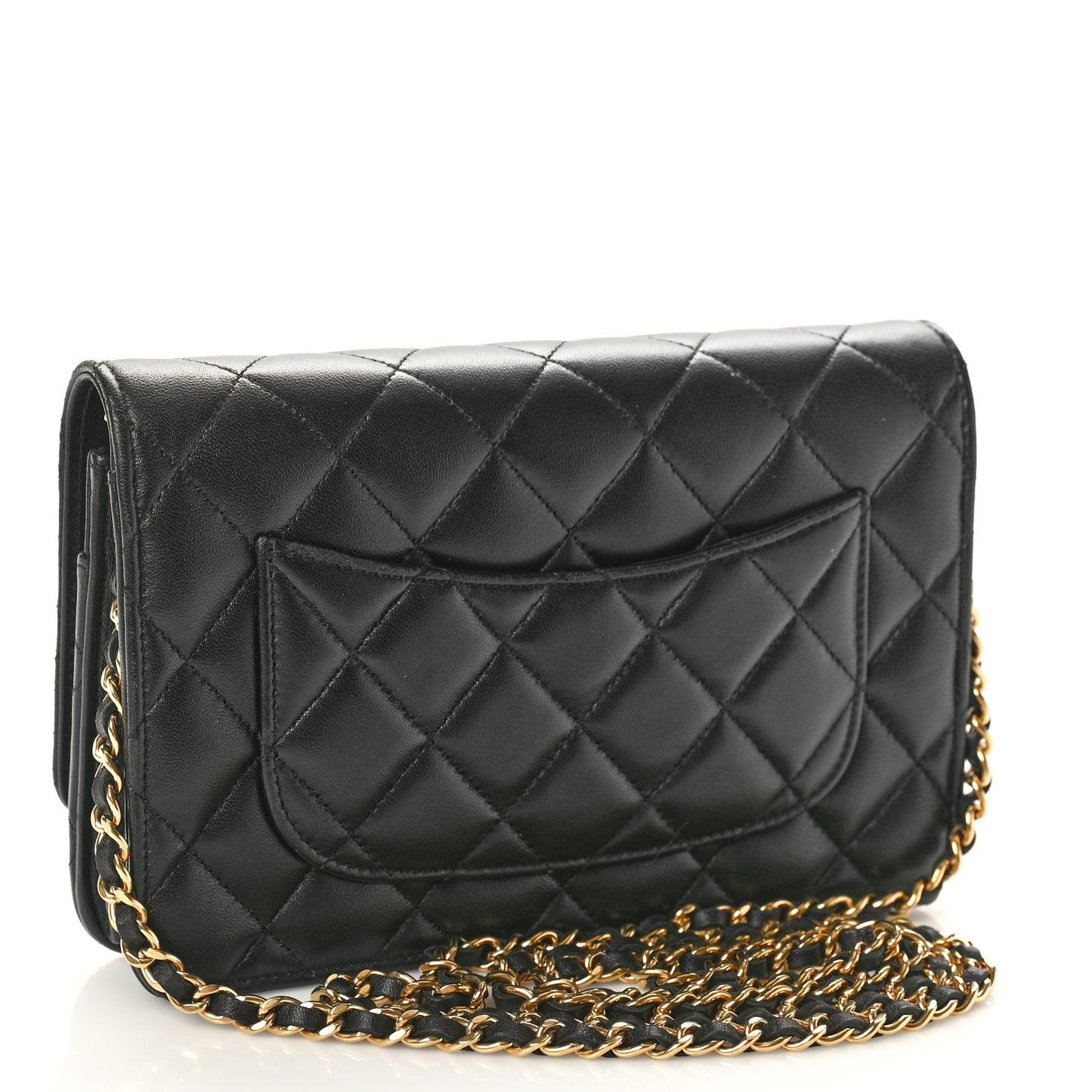 Lambskin Quilted Wallet On Chain WOC Black