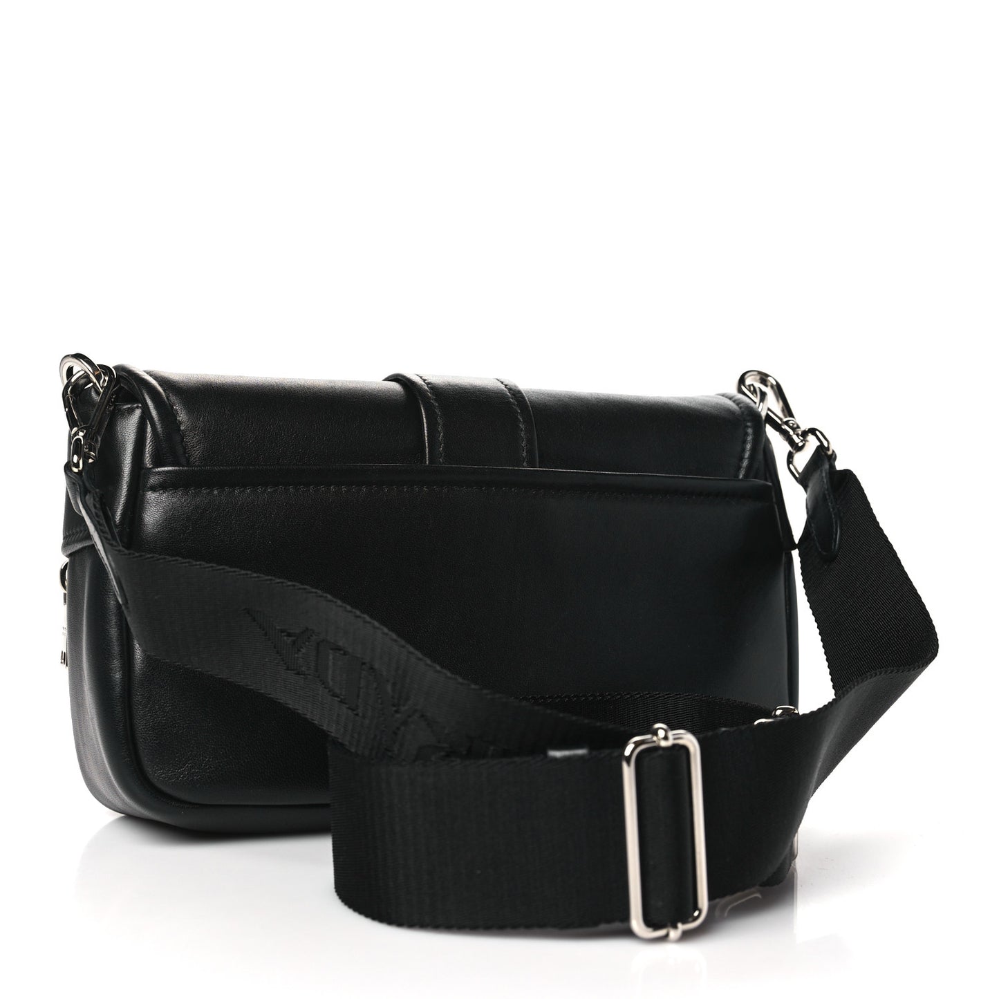 Nappa Double Pocket Buckle Shoulder Bag Black