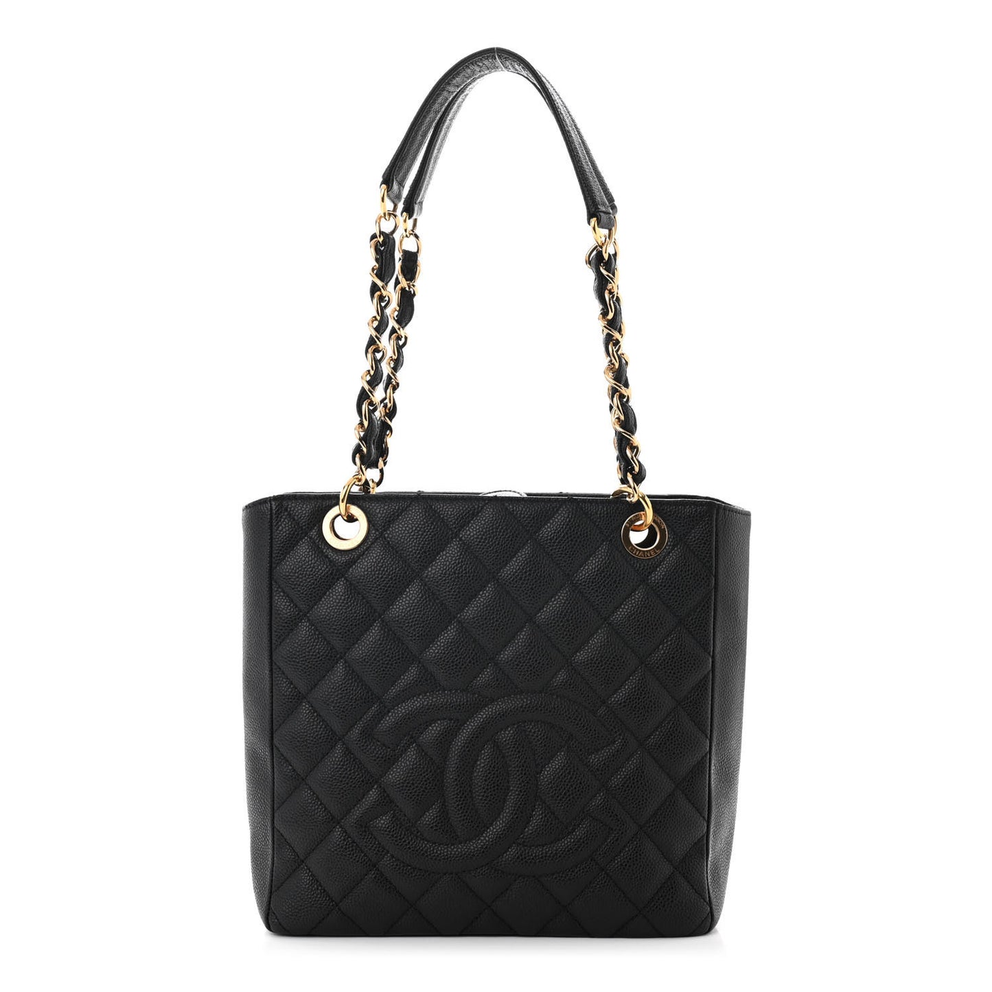 Caviar Quilted Petit Shopping Tote PST Black