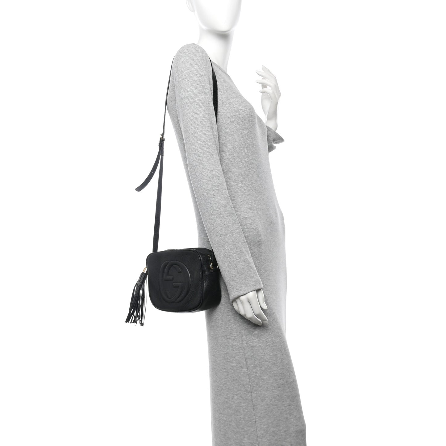 Pebbled Calfskin Small Soho Disco Bag Black