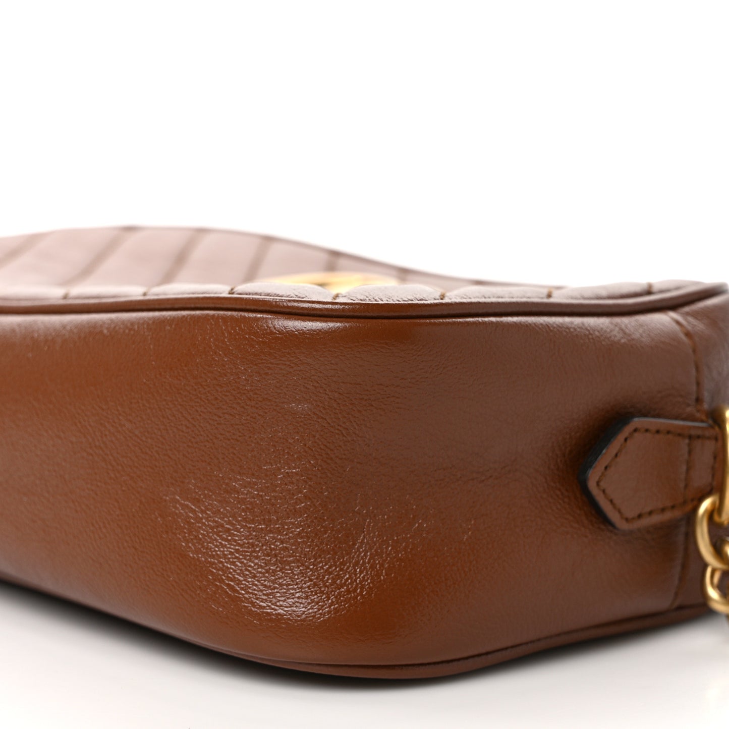 Glazed Calfskin Matelasse Diagonal Small GG Marmont Chain Shoulder Bag Cuir