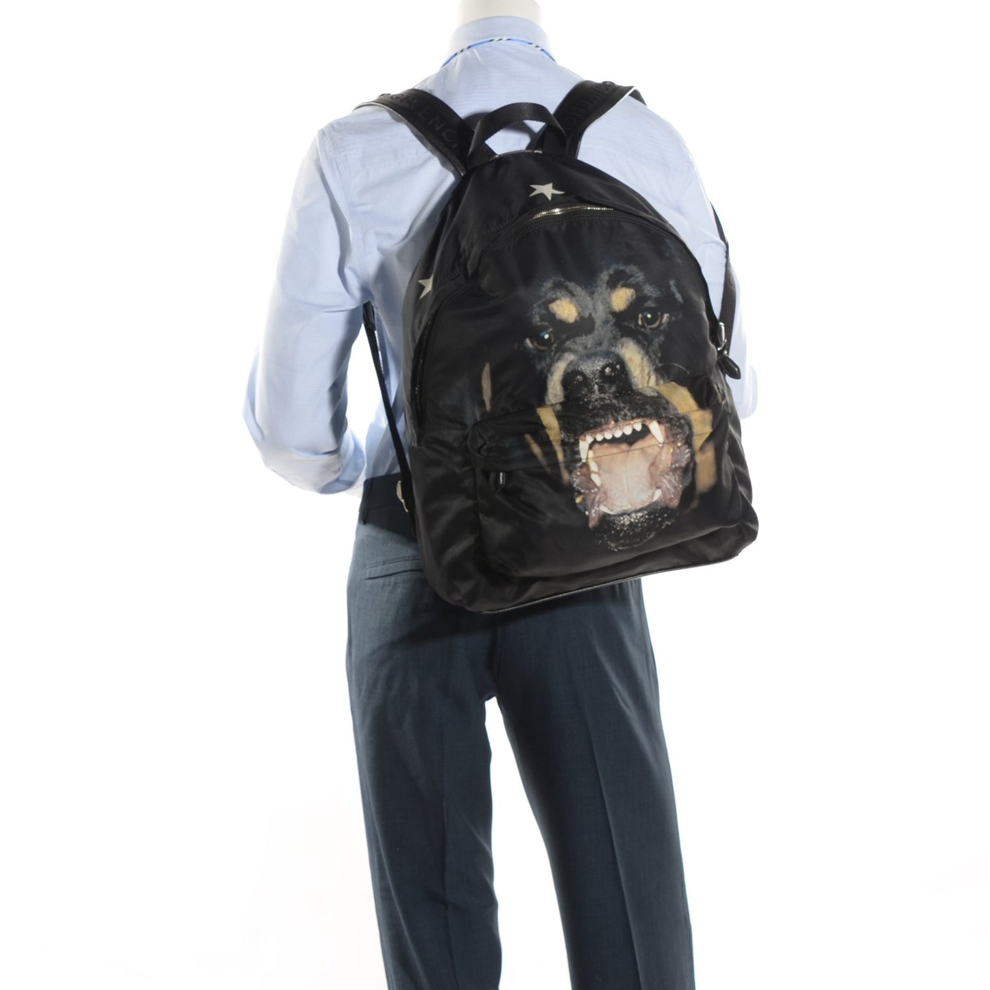Nylon Rottweiler Print Backpack Black