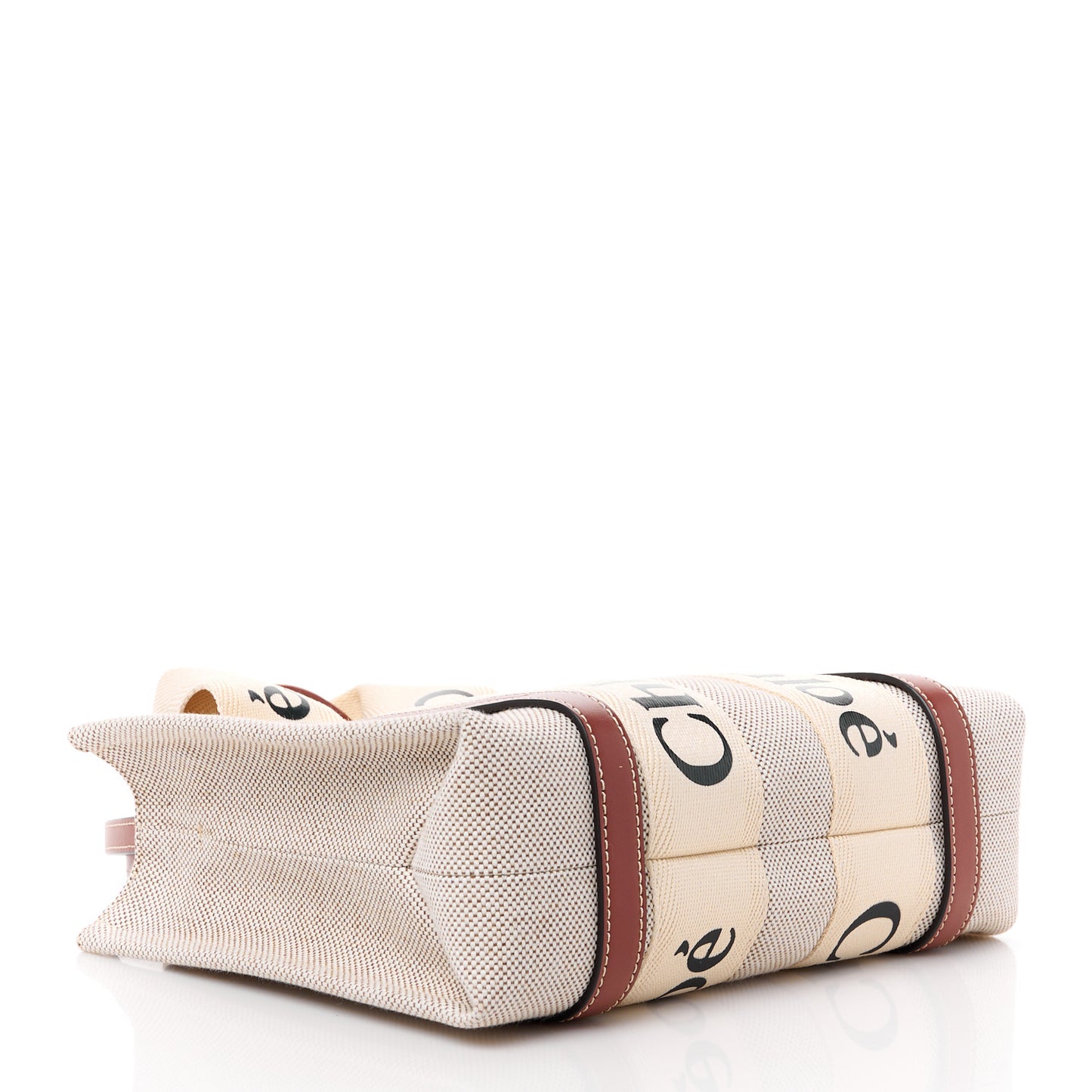 Cotton Calfskin Small Woody Ribbon Tote With Strap White Brown