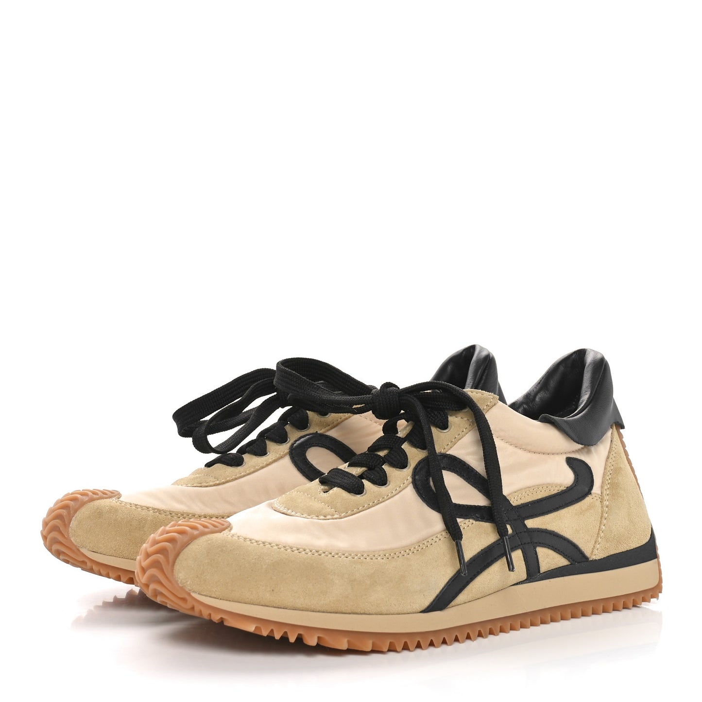 Nylon Suede Flow Runner Sneakers 39 Gold Black