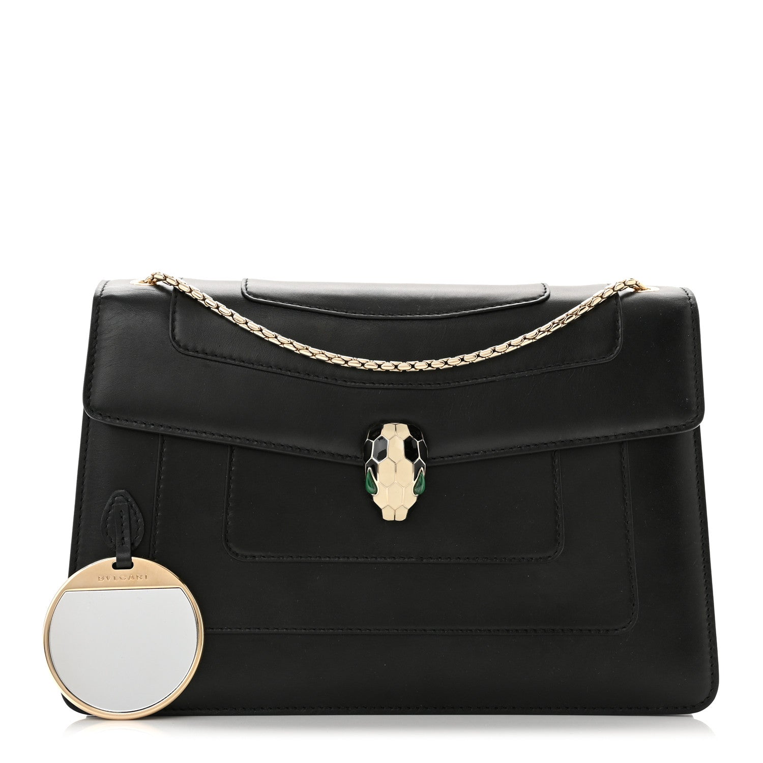 Bulgari Calfskin Serpenti Forever Shoulder Bag Black 1235038