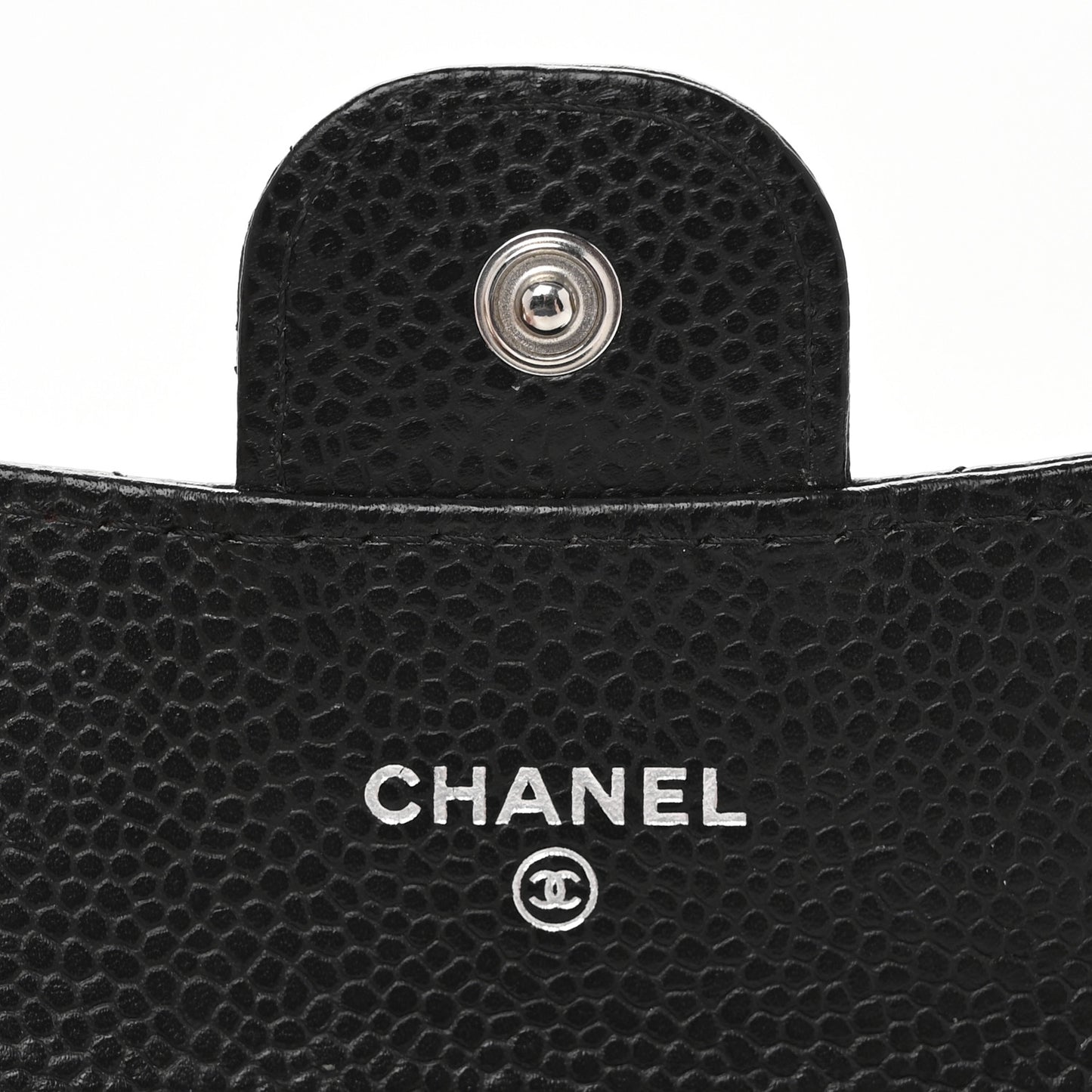 Caviar Quilted Flap Card Holder Wallet Black