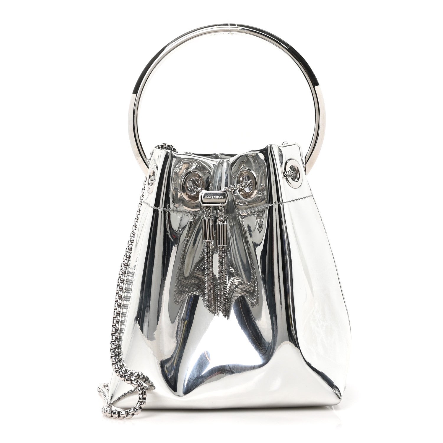 Jimmy Choo Metallic Patent Bon Bon Bag Silver 1779042 – FASHIONPHILE
