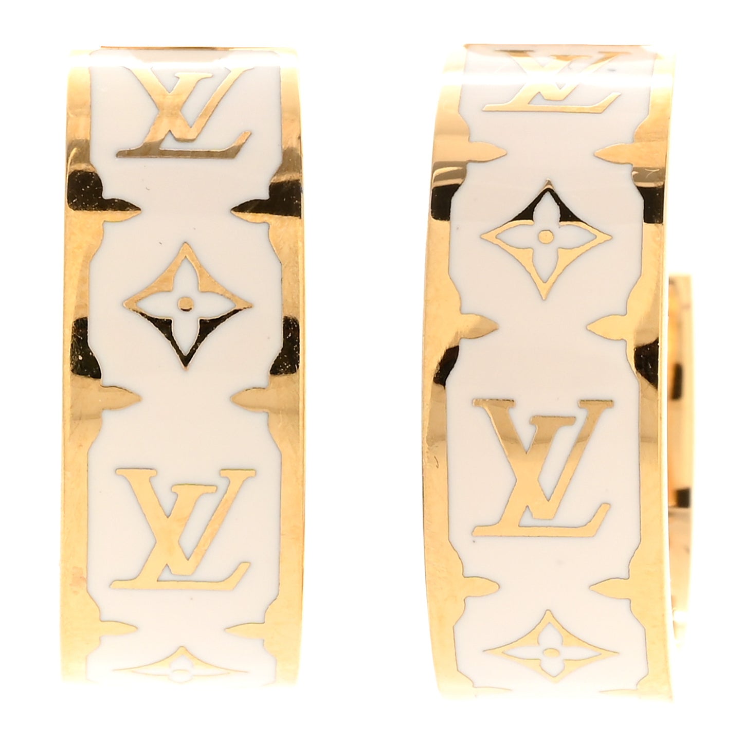 Metal Enamel Hoop Earrings Gold