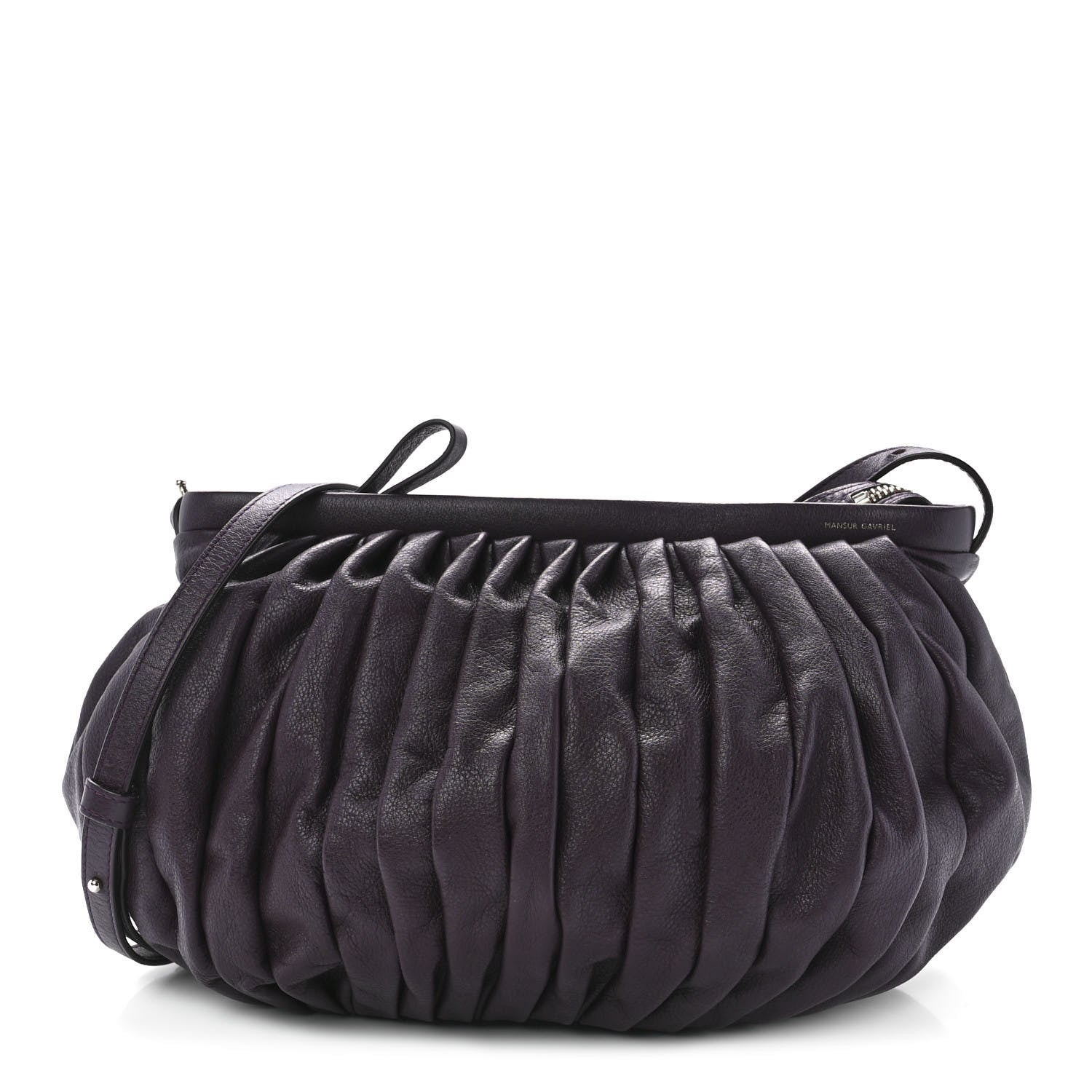 Mansur Gavriel Calfskin Pleated Balloon Bag Eggplant 1 of 11