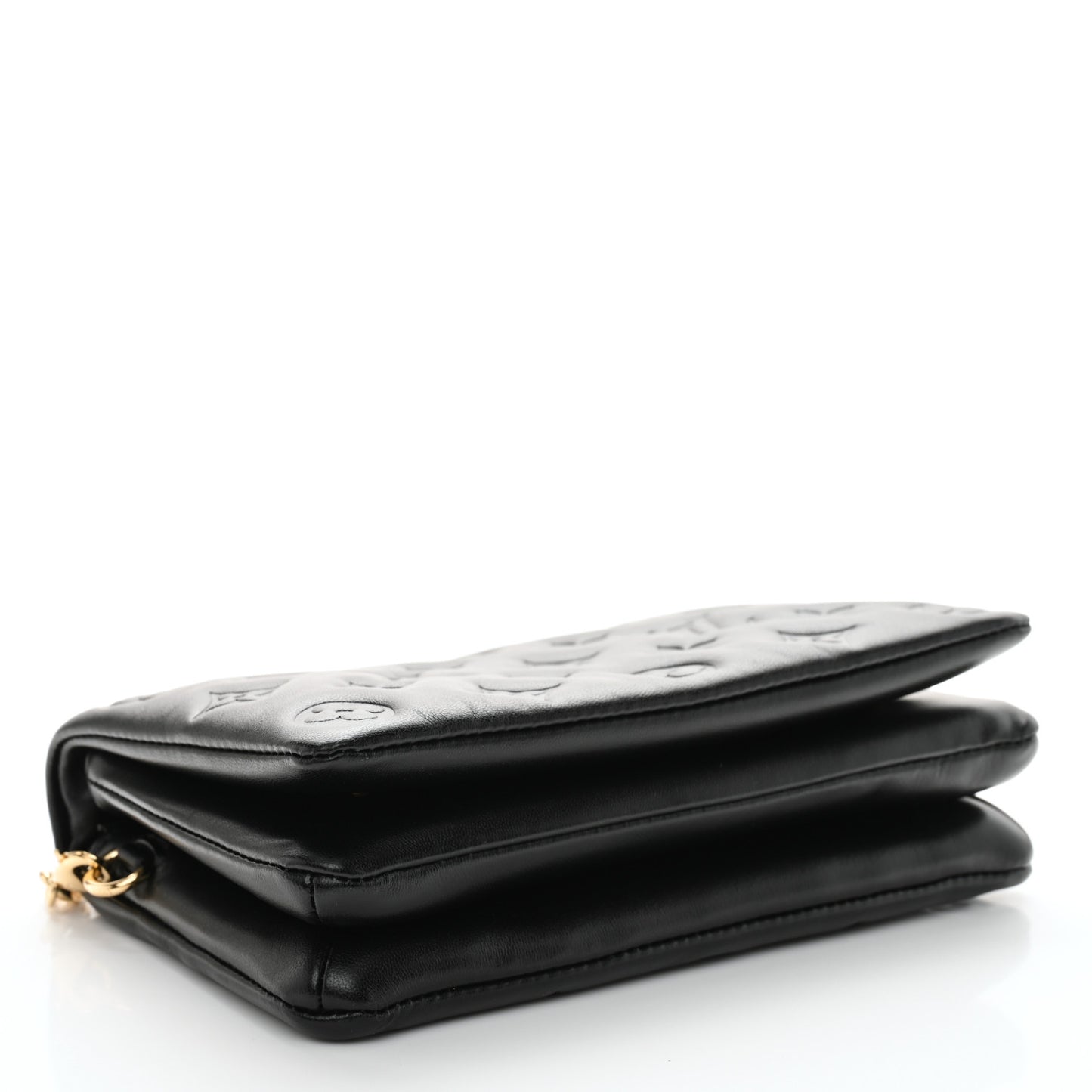 Lambskin Embossed Monogram Pochette Coussin Black