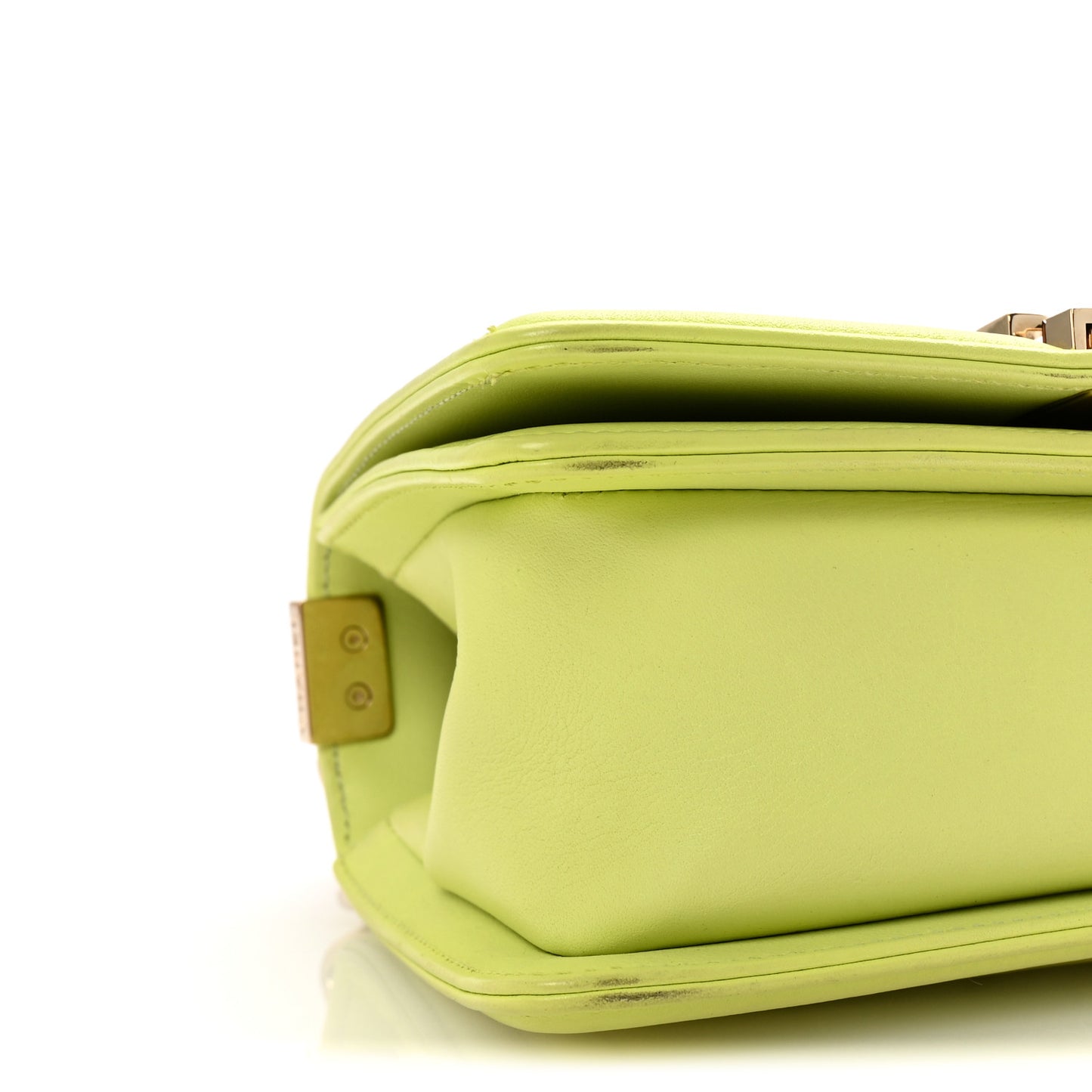 Calfskin Chevron Quilted Small Boy Flap Light Green