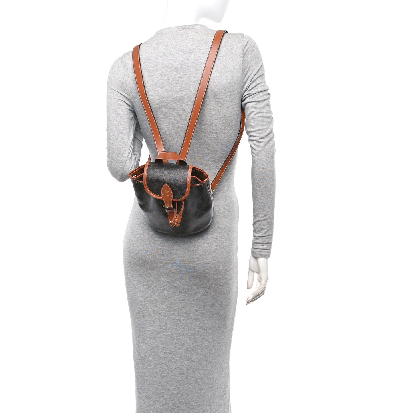 Triomphe Canvas Calfskin Mini Folco Backpack Tan