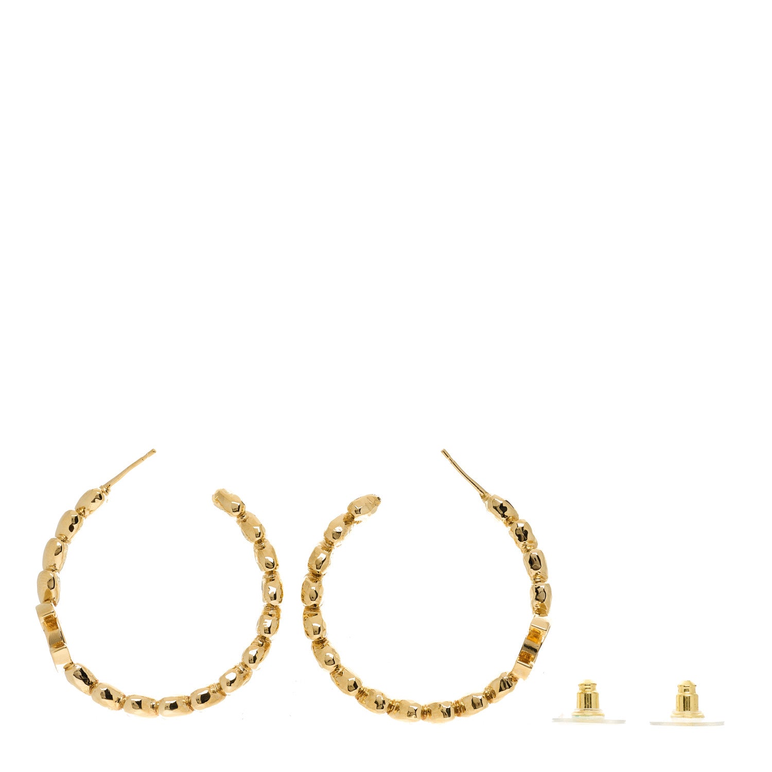 Chanel Crystal Heart CC Hoop Earrings Gold 4 of 5