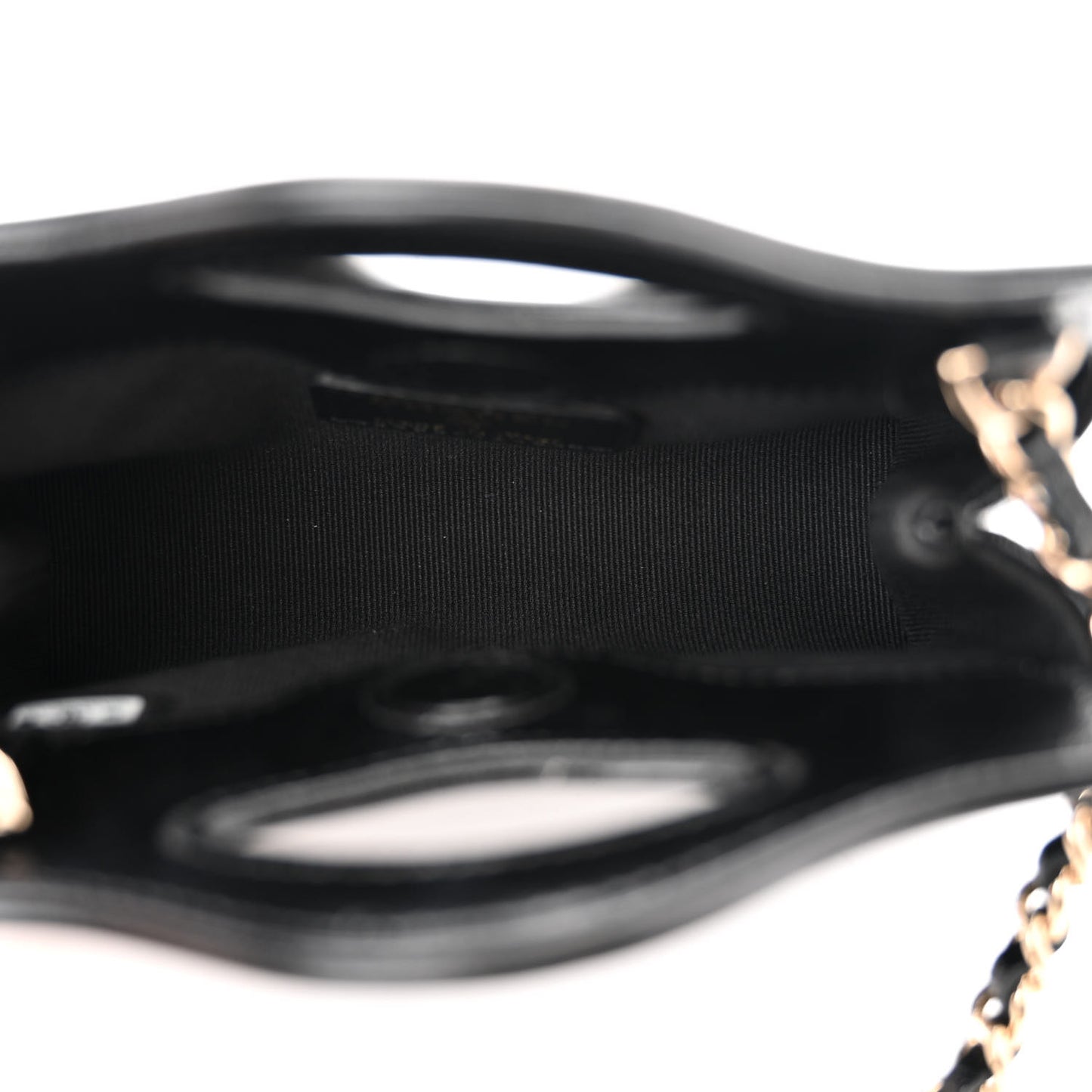 Shiny Lambskin Quilted Micro 31 Clutch With Chain Black