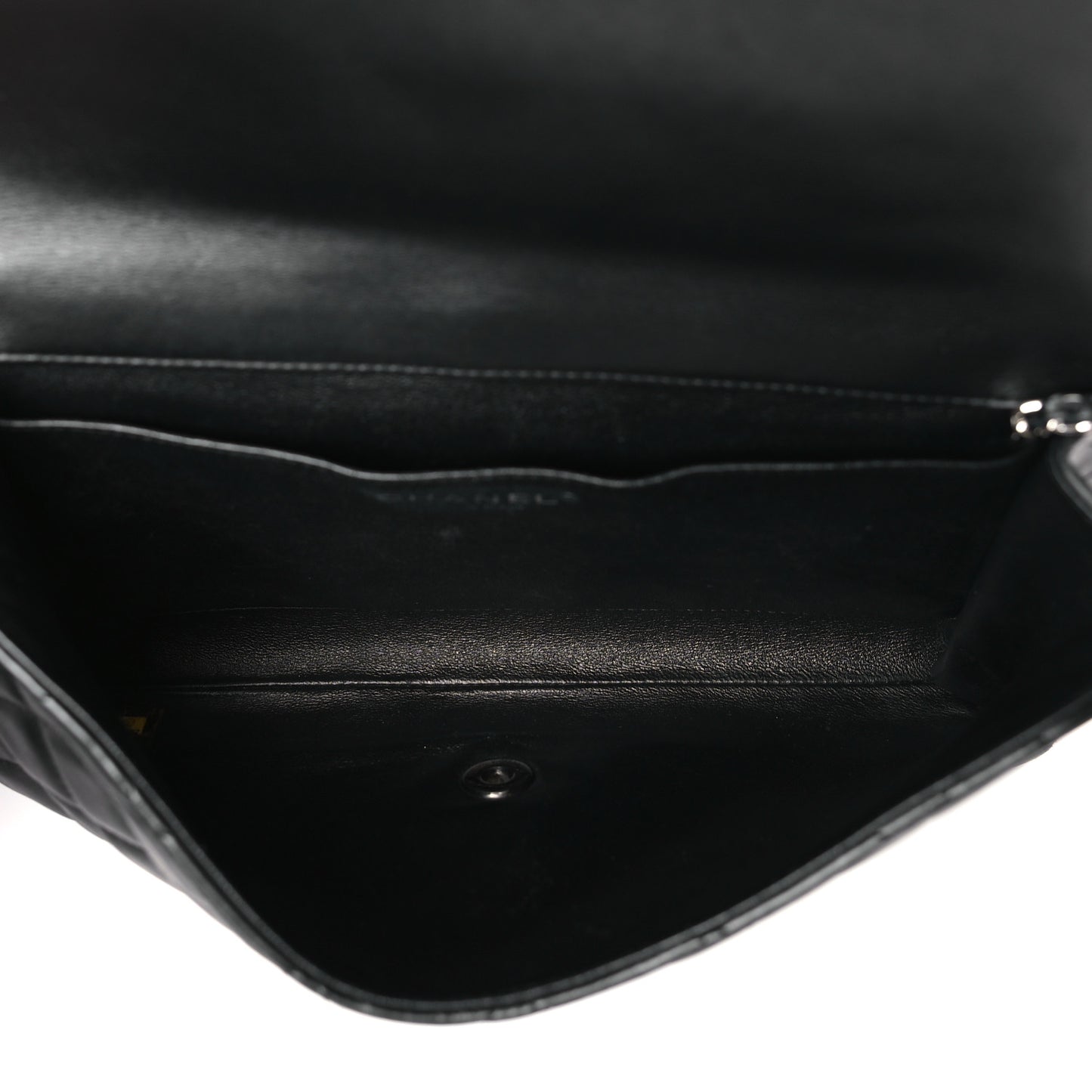 Lambskin Quilted Clutch With Chain Flap Black