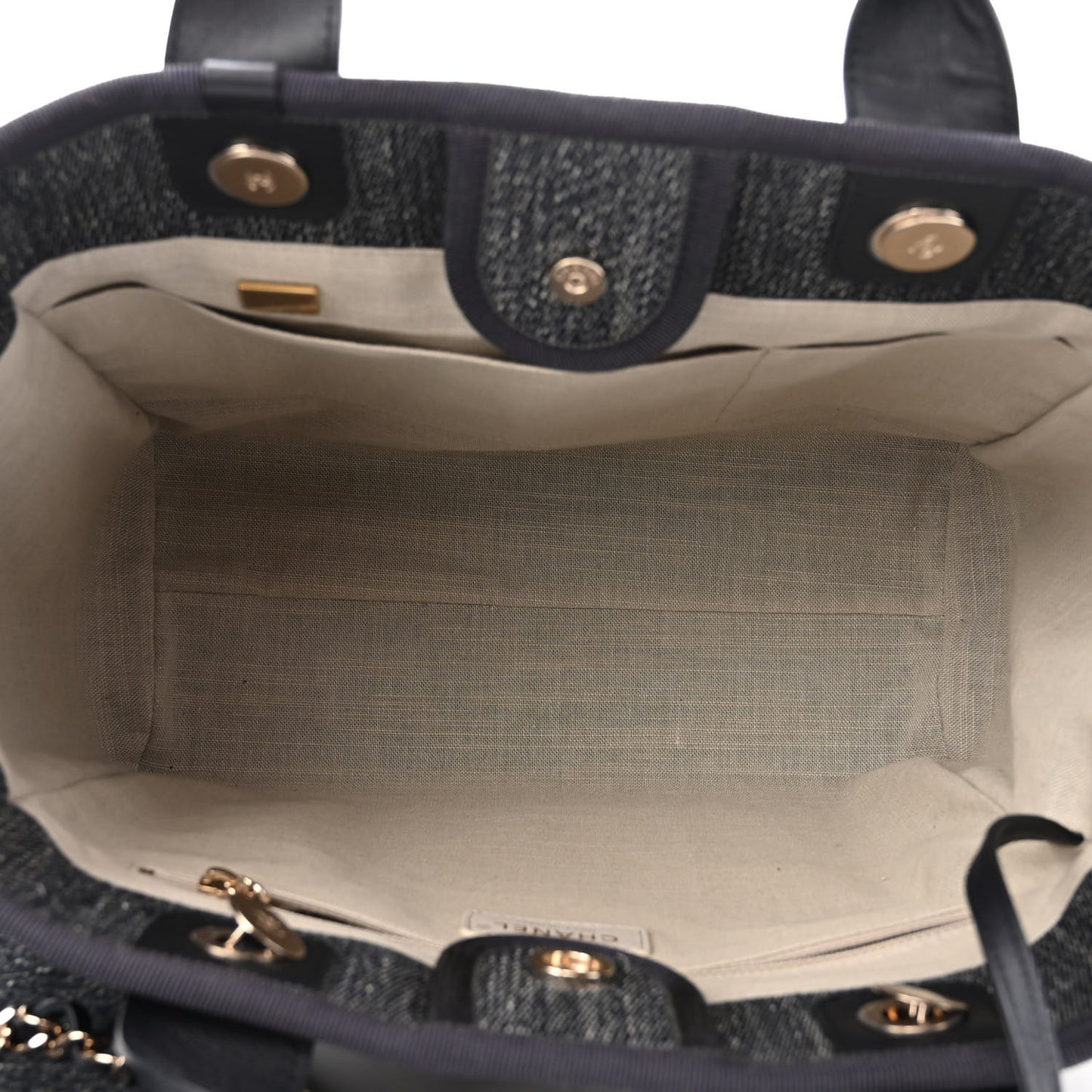 Denim Medium Deauville Tote Dark Blue White