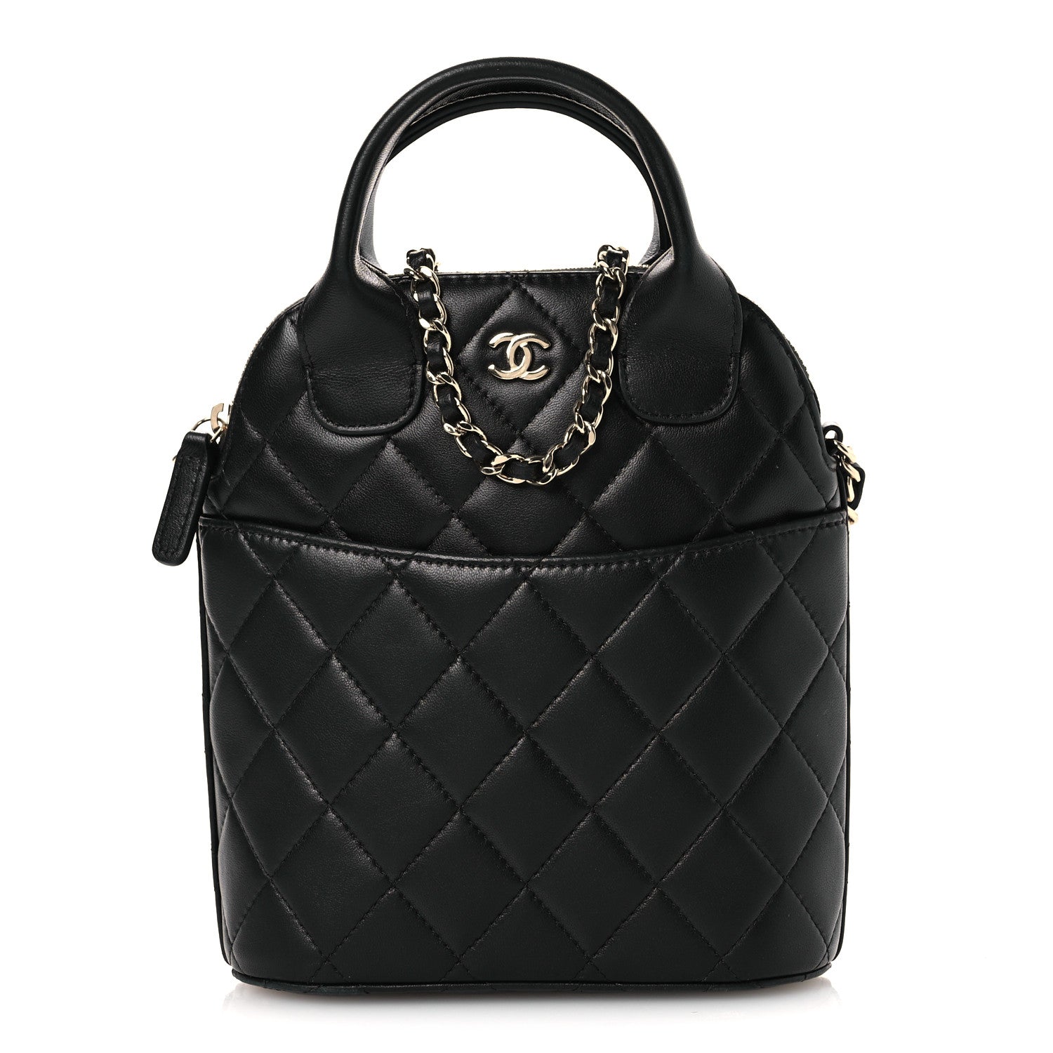Chanel Caviar Quilted Top Handle Clutch With Chain Black 1916401