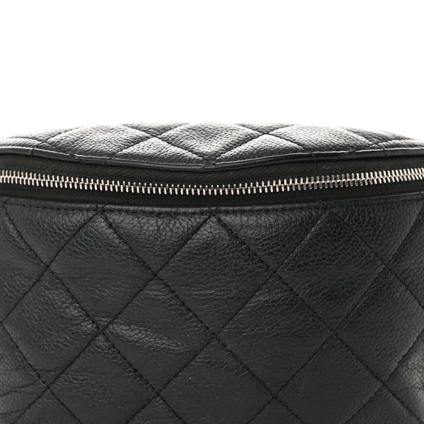 Grained Calfskin Quilted Waist Belt Bag Black