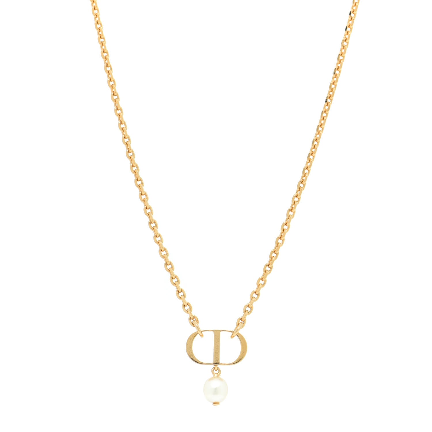 Christian Dior Pearl Petit CD Necklace Gold 915302 – FASHIONPHILE