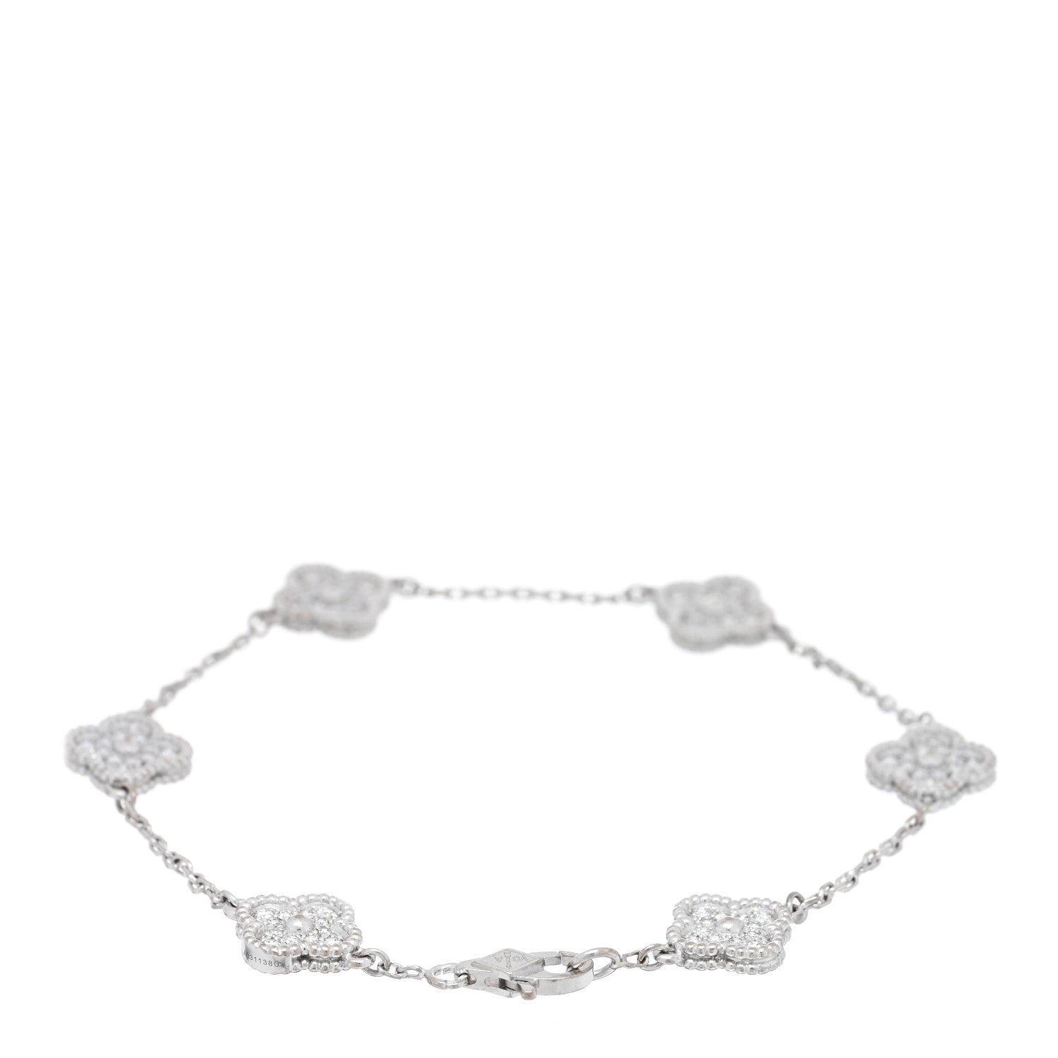 Van Cleef & Arpels 18K White Gold Diamond 6 Motifs Sweet Alhambra Bracelet 2 of 4