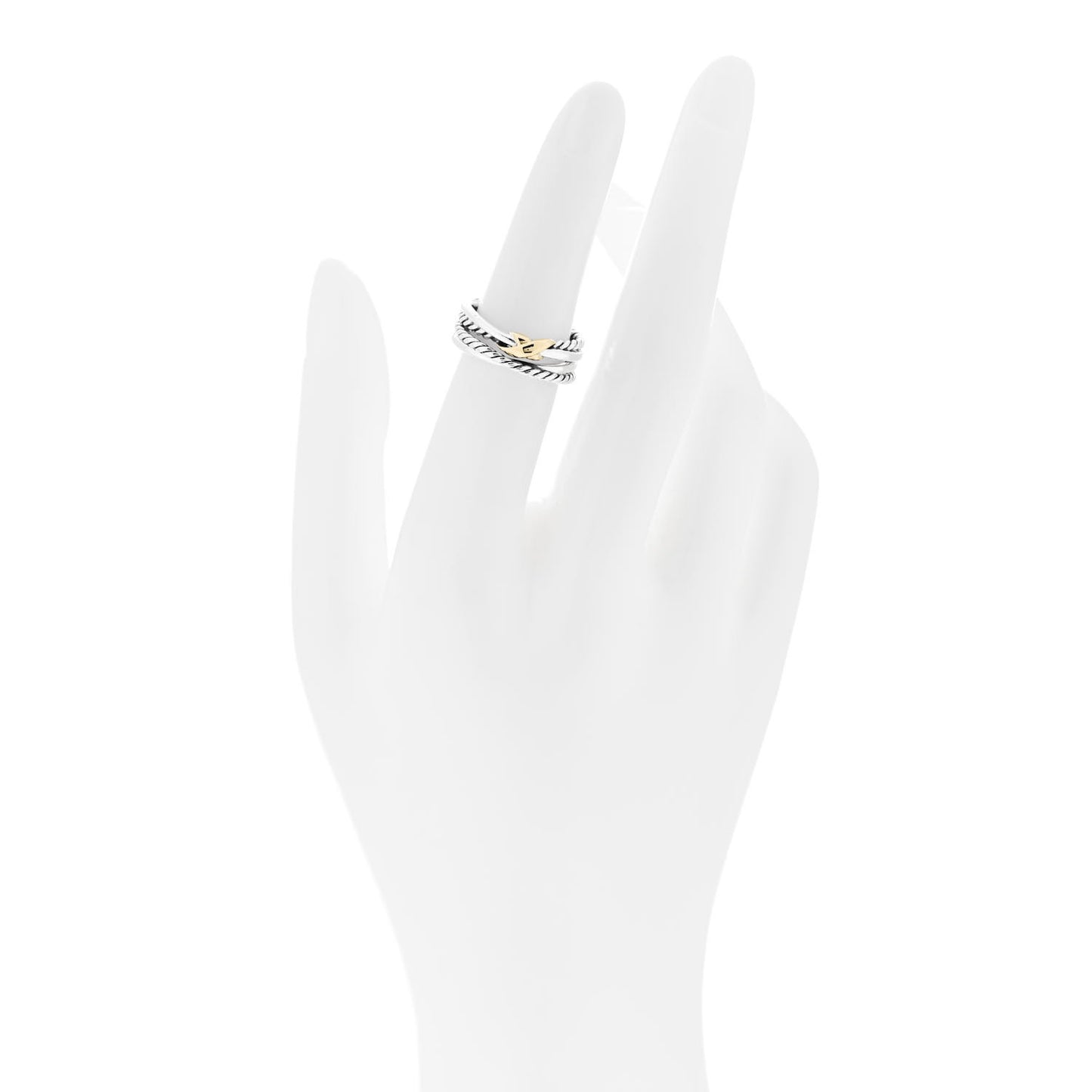 Sterling Silver 18K Yellow Gold 6mm X Crossover Ring 50 5.25