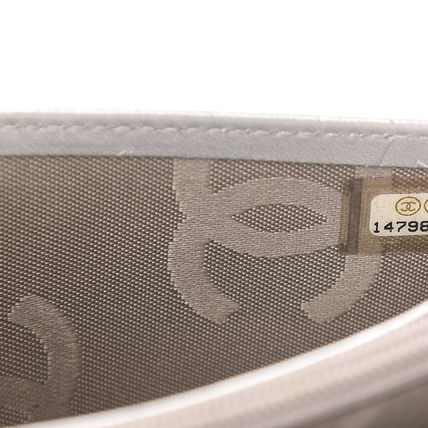 Calfskin Quilted Cambon Yen Wallet Black Silver