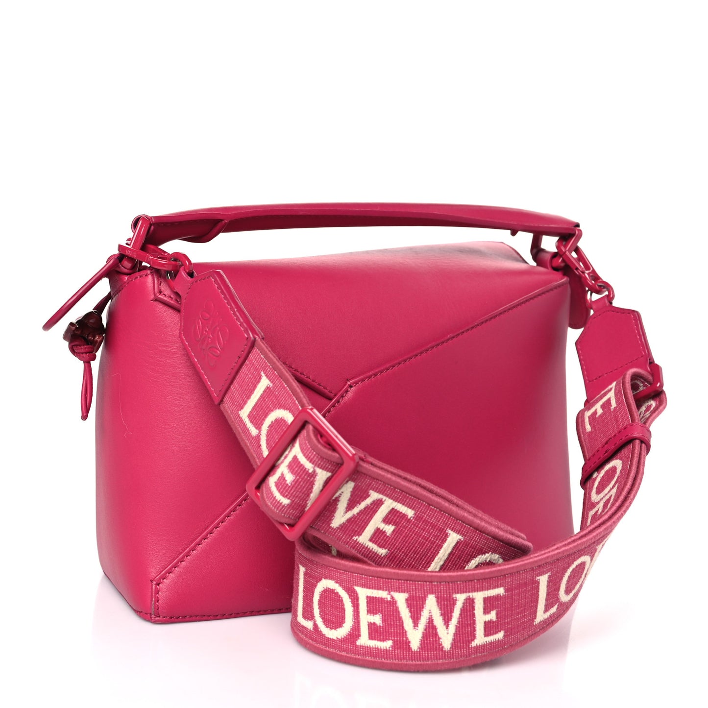 Satin Calfskin Monochrome Small Puzzle Edge Bag Ruby Red Glaze