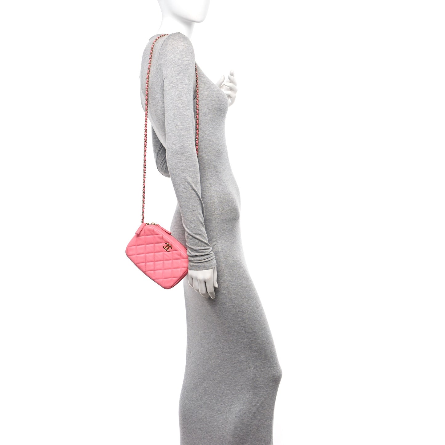Lambskin Quilted CC Pearl Crush Camera Case Pink