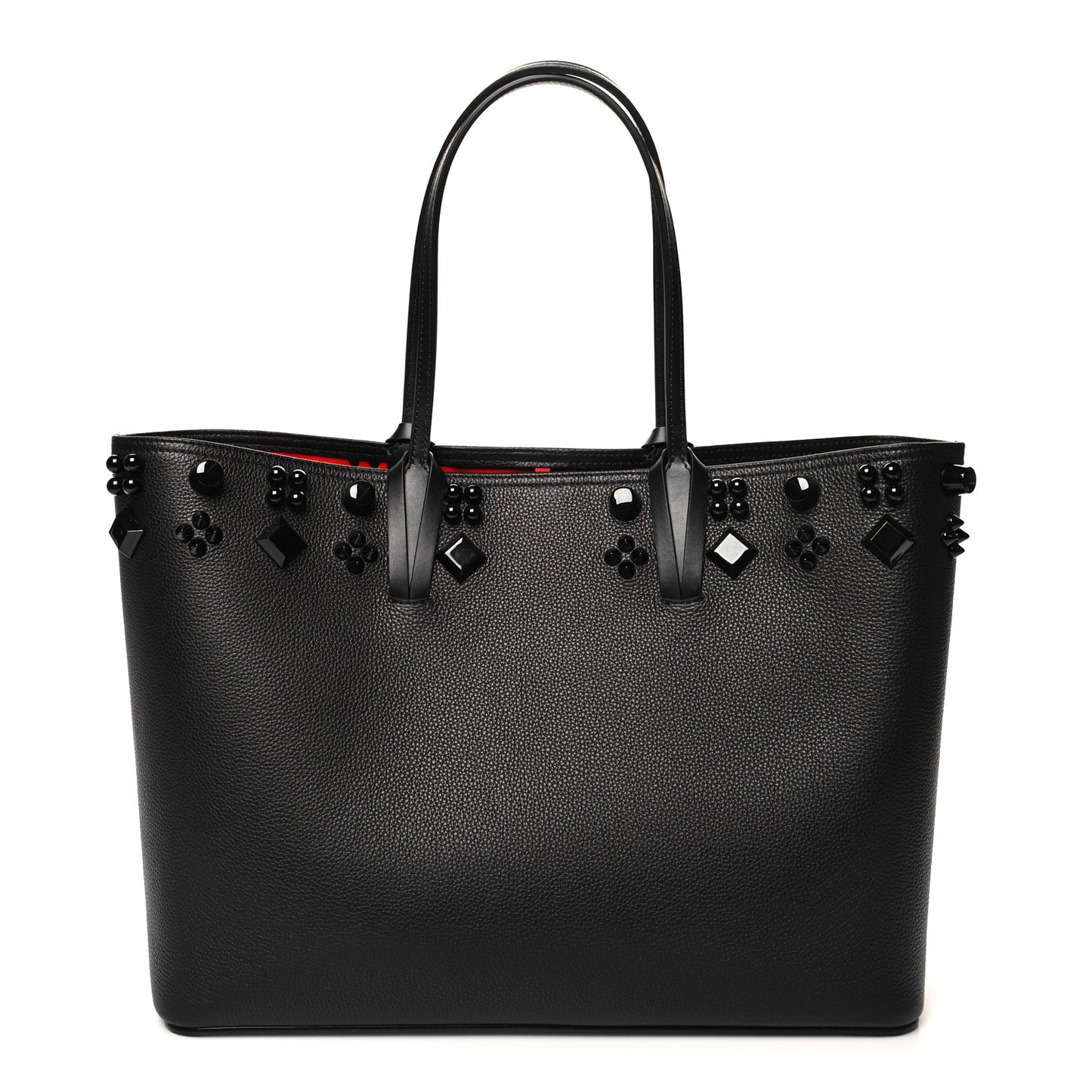 Calfskin Empire Spike Studded East West Cabata Tote Black