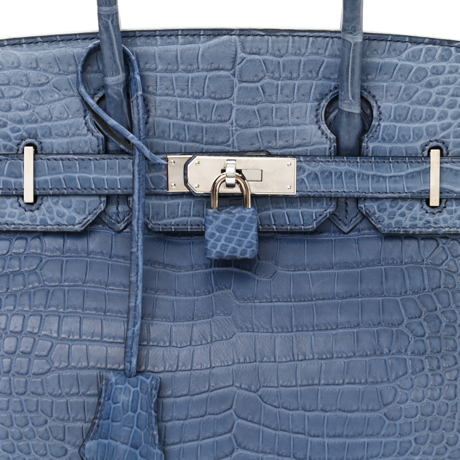 Hermes Matte Porosus Crocodile Birkin 30 Bleu Ciel 8 of 11