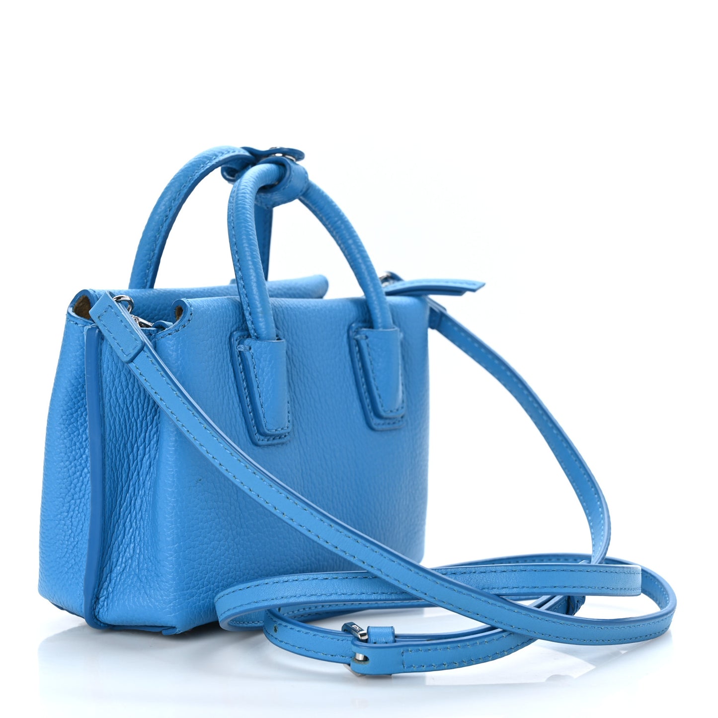 Grained Calfskin X-Mini Milla Tote Tile Blue